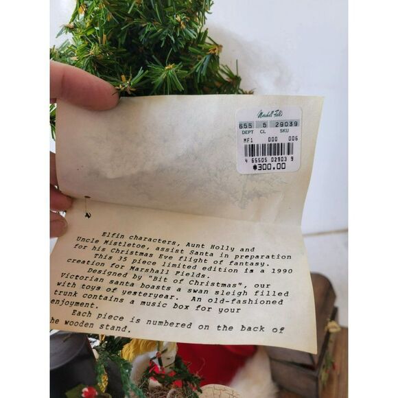 Bit Christmas elfin Marshall Fields 1990 rare musical Xmas decor sleigh 20 in - Picture 11 of 14